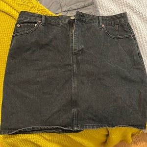 ASOS Design Curve denim high waisted skirt in washed black (size US 14)